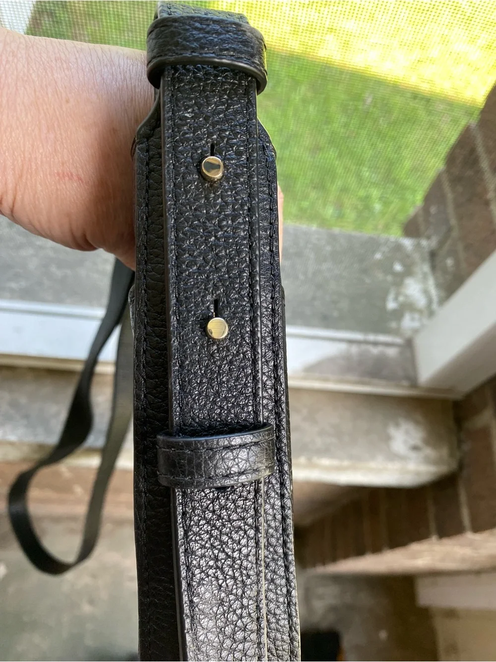 kate spade black pebbled leather crossbody with gold logo